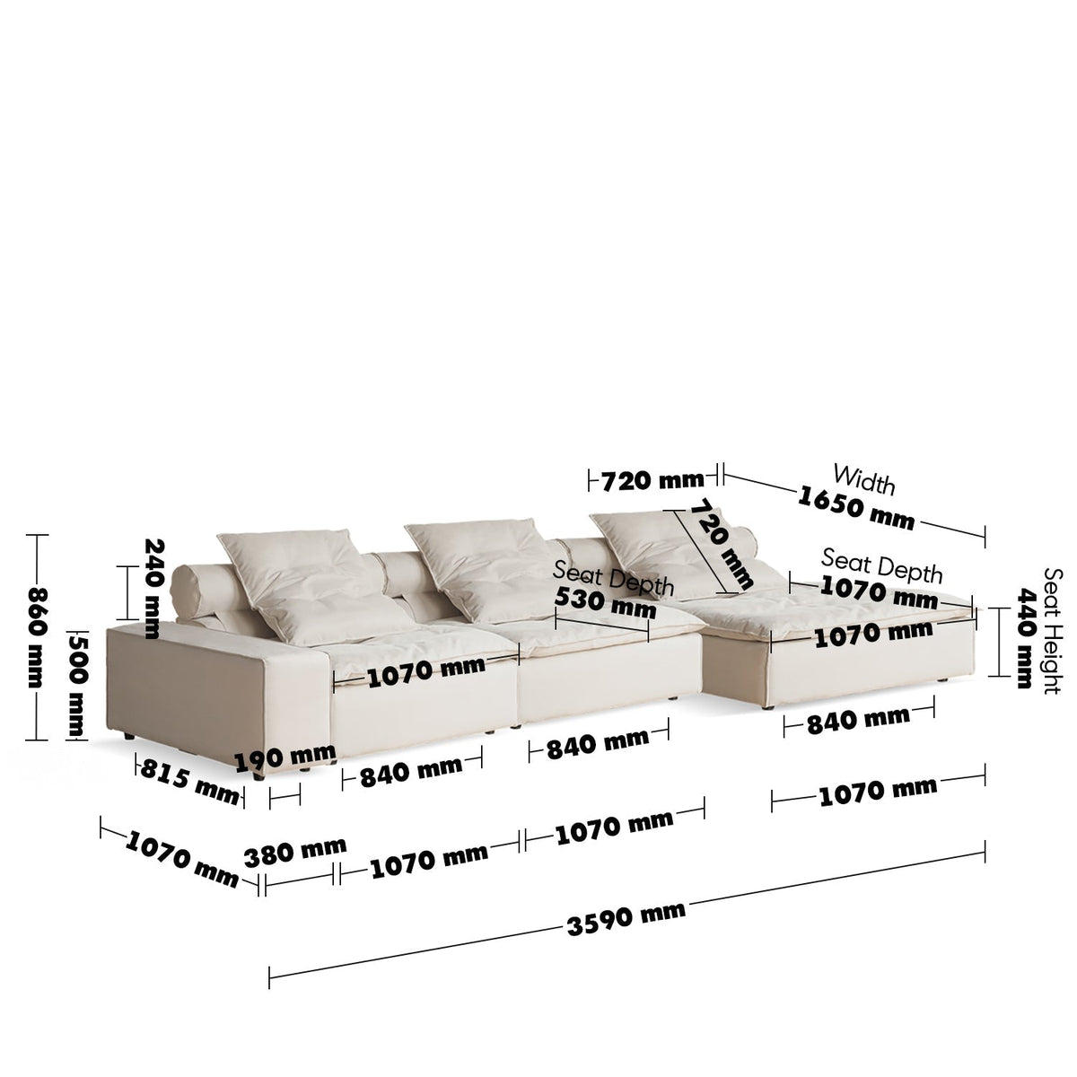 Modern Suede Fabric Modular L Shape Sectional Sofa 4+L BLOOM