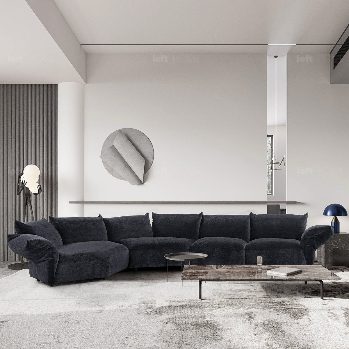 Modern Velvet Fabric L Shape Sectional Sofa FLOWER 4+L
