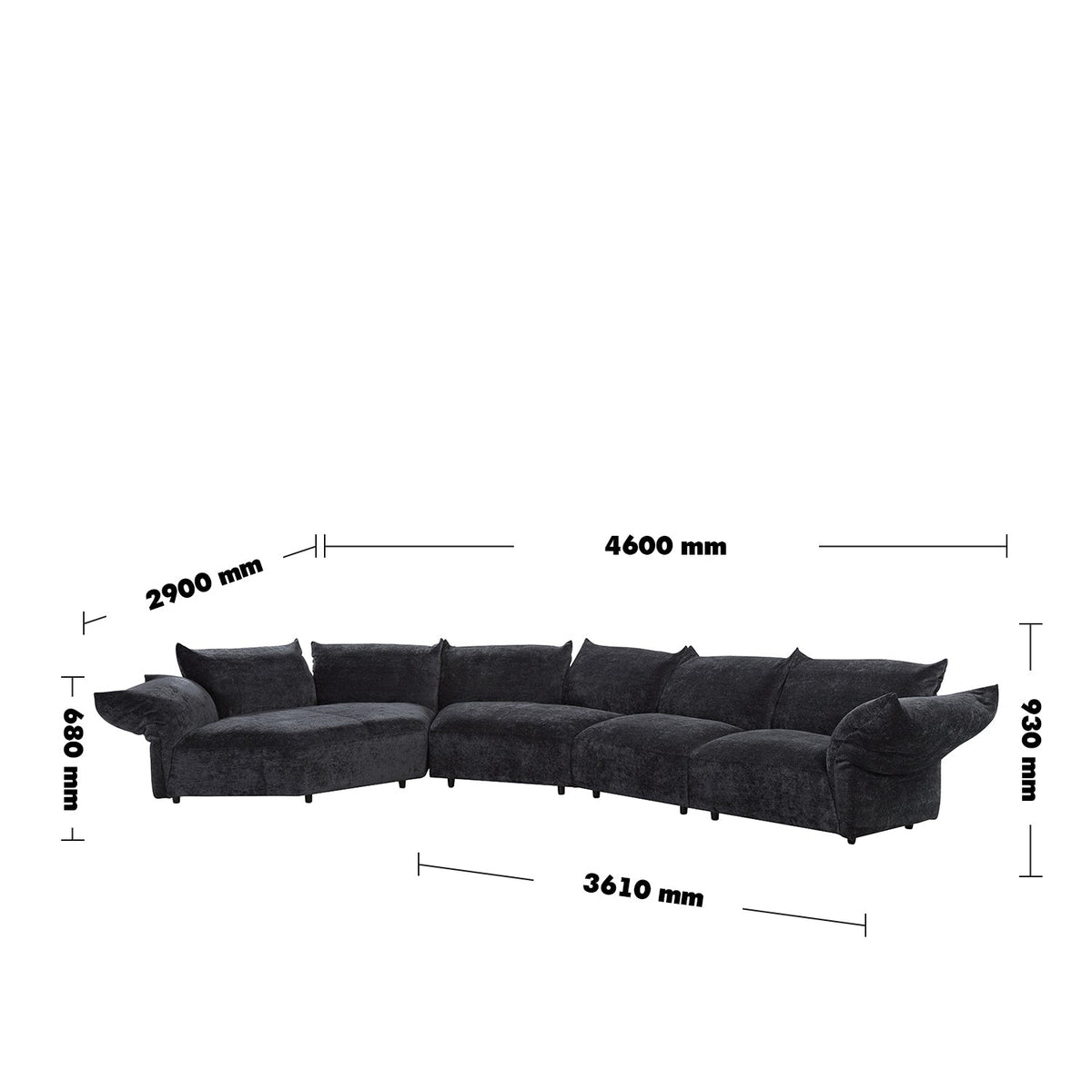 Modern Velvet Fabric L Shape Sectional Sofa FLOWER 4+L