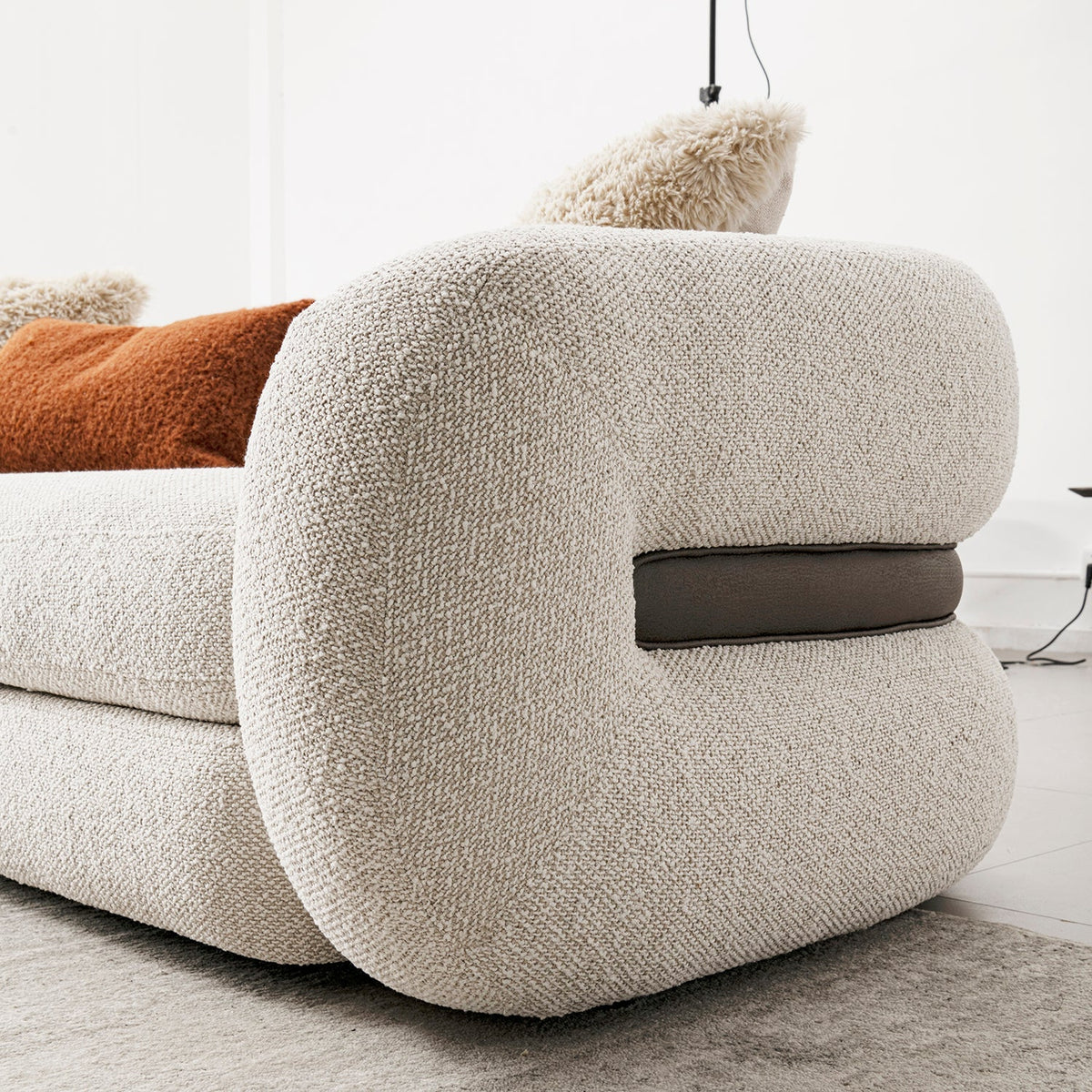 Cream Boucle Fabric 2 Seater Sofa CURLY