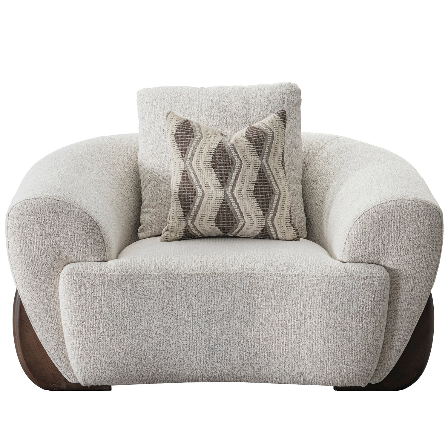 Cream Mixed Weave Fabric 1 Seater Sofa SWOOP
