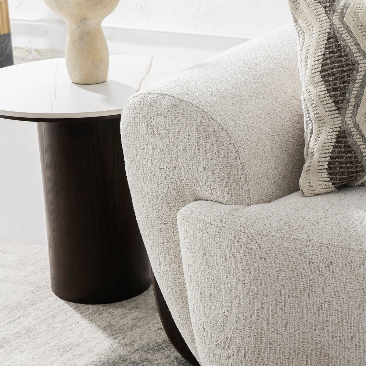 Cream Mixed Weave Fabric 1 Seater Sofa SWOOP