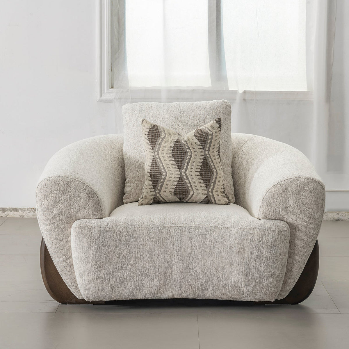 Cream Mixed Weave Fabric 1 Seater Sofa SWOOP
