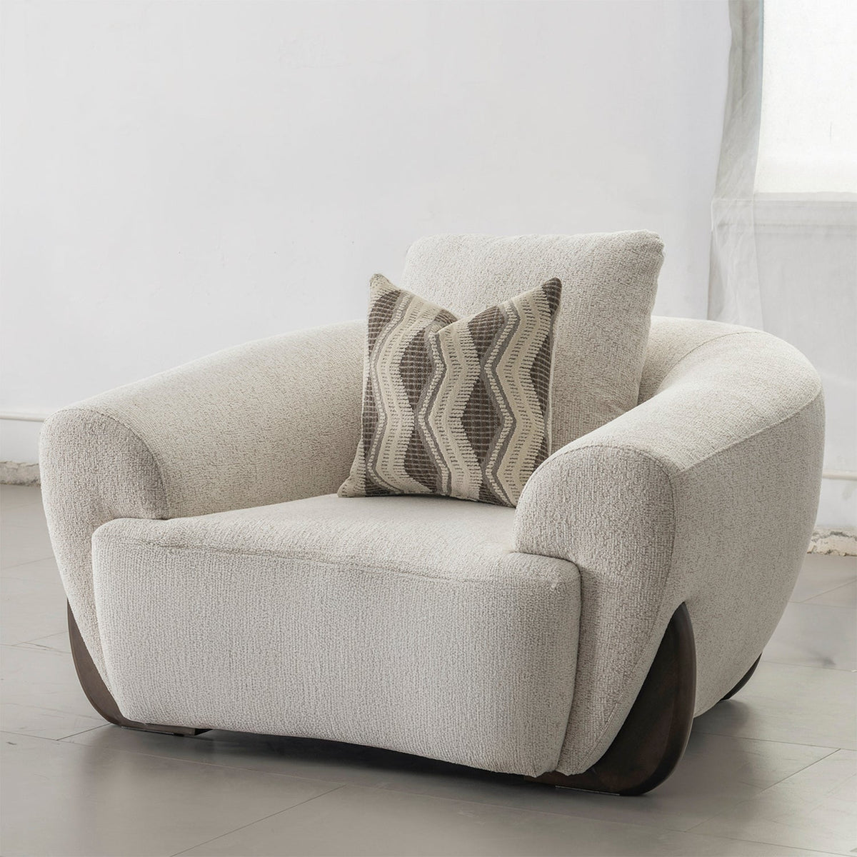Cream Mixed Weave Fabric 1 Seater Sofa SWOOP