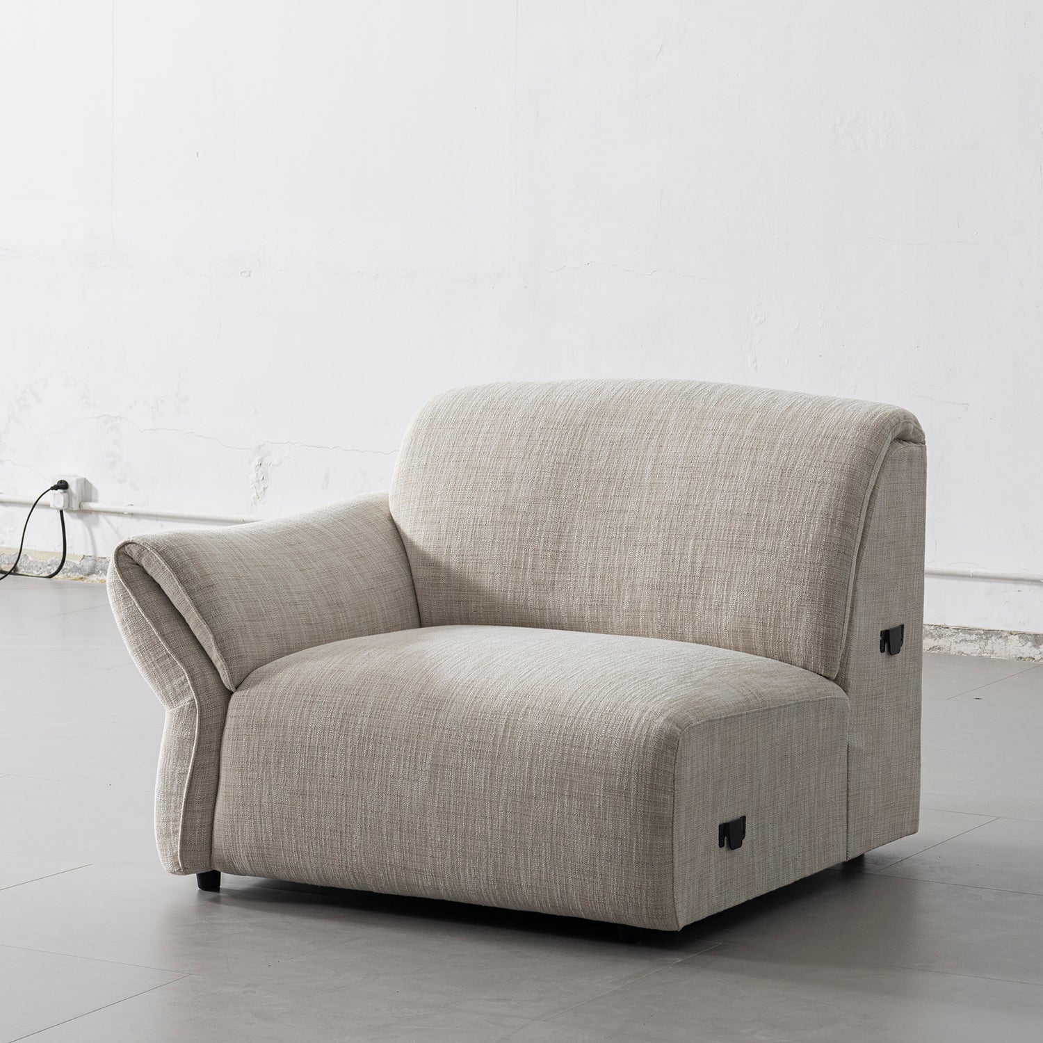 Cream Mixed Weave Fabric Modular Corner 1 Seater Sofa LUNAR