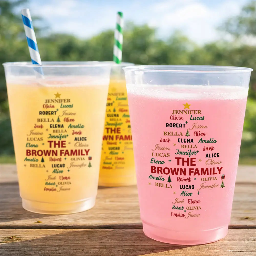 Custom Family Names Christmas - Personalized Frosted Cups
