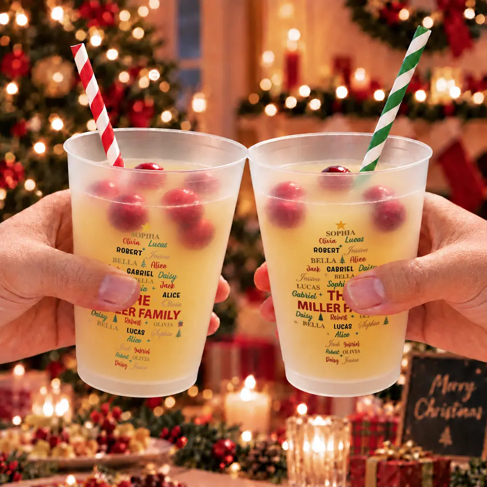 Custom Family Names Christmas - Personalized Frosted Cups