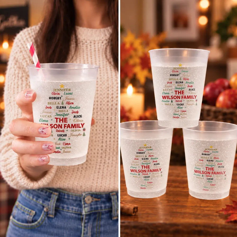 Custom Family Names Christmas - Personalized Frosted Cups