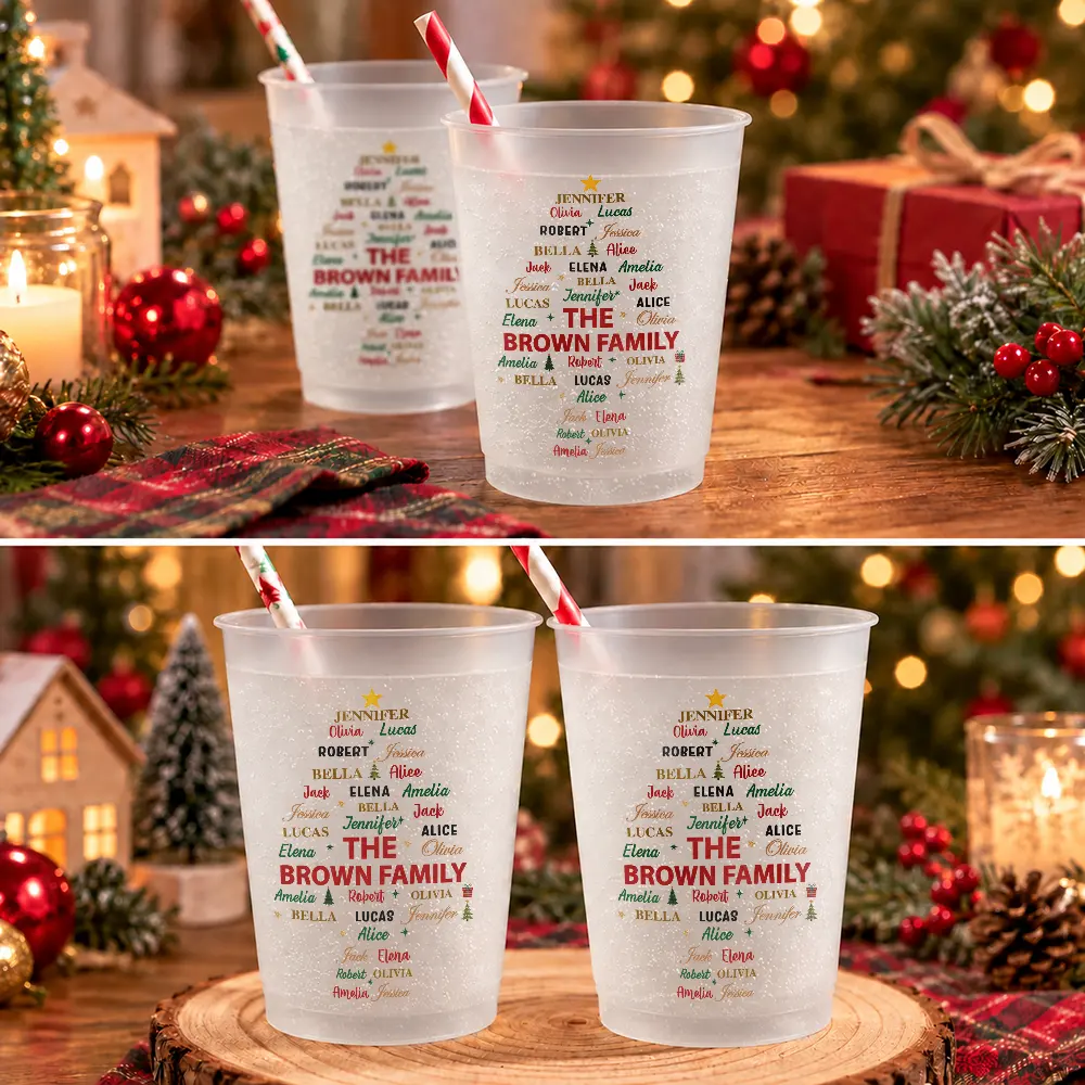 Custom Family Names Christmas - Personalized Frosted Cups