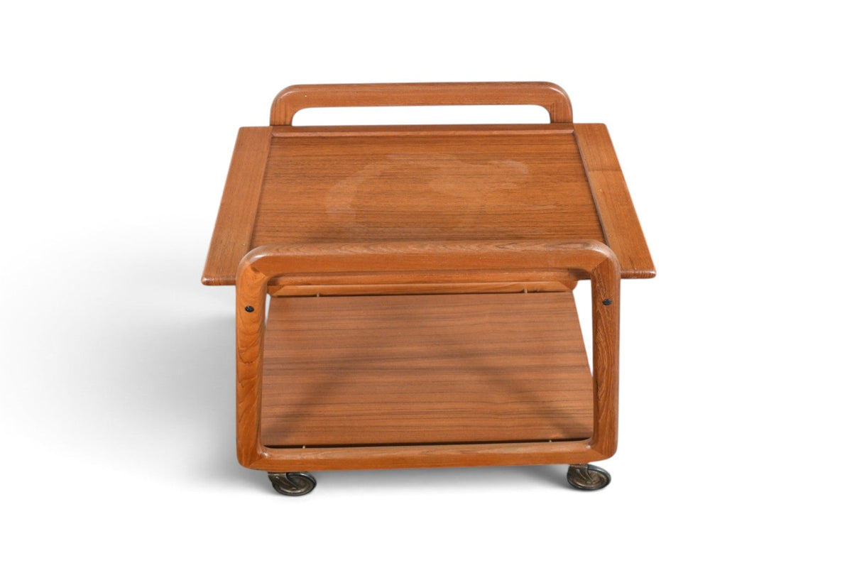 DANISH MODERN FLIP TOP BAR CART IN TEAK + CREAM LAMINATE