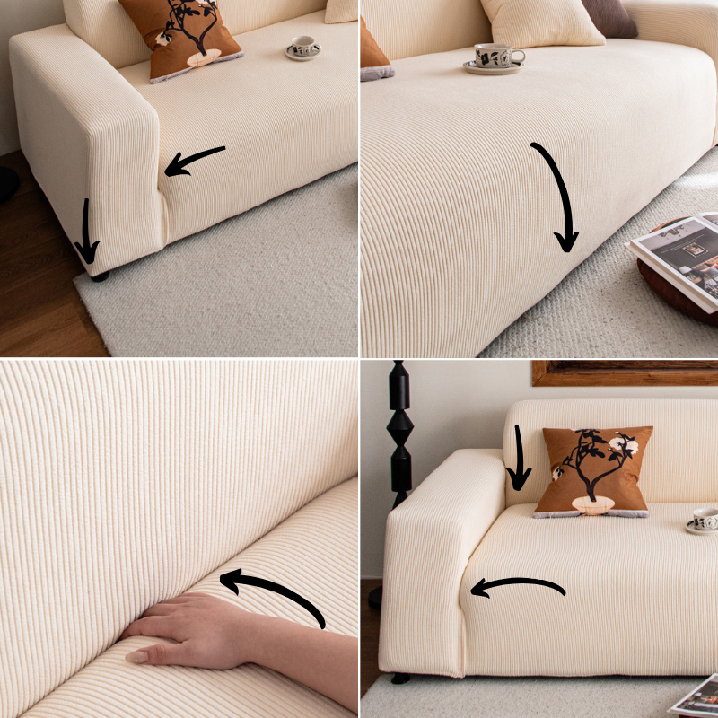 Ribbed Jacquard Velvet Stretch Sofa Couch Slipcover