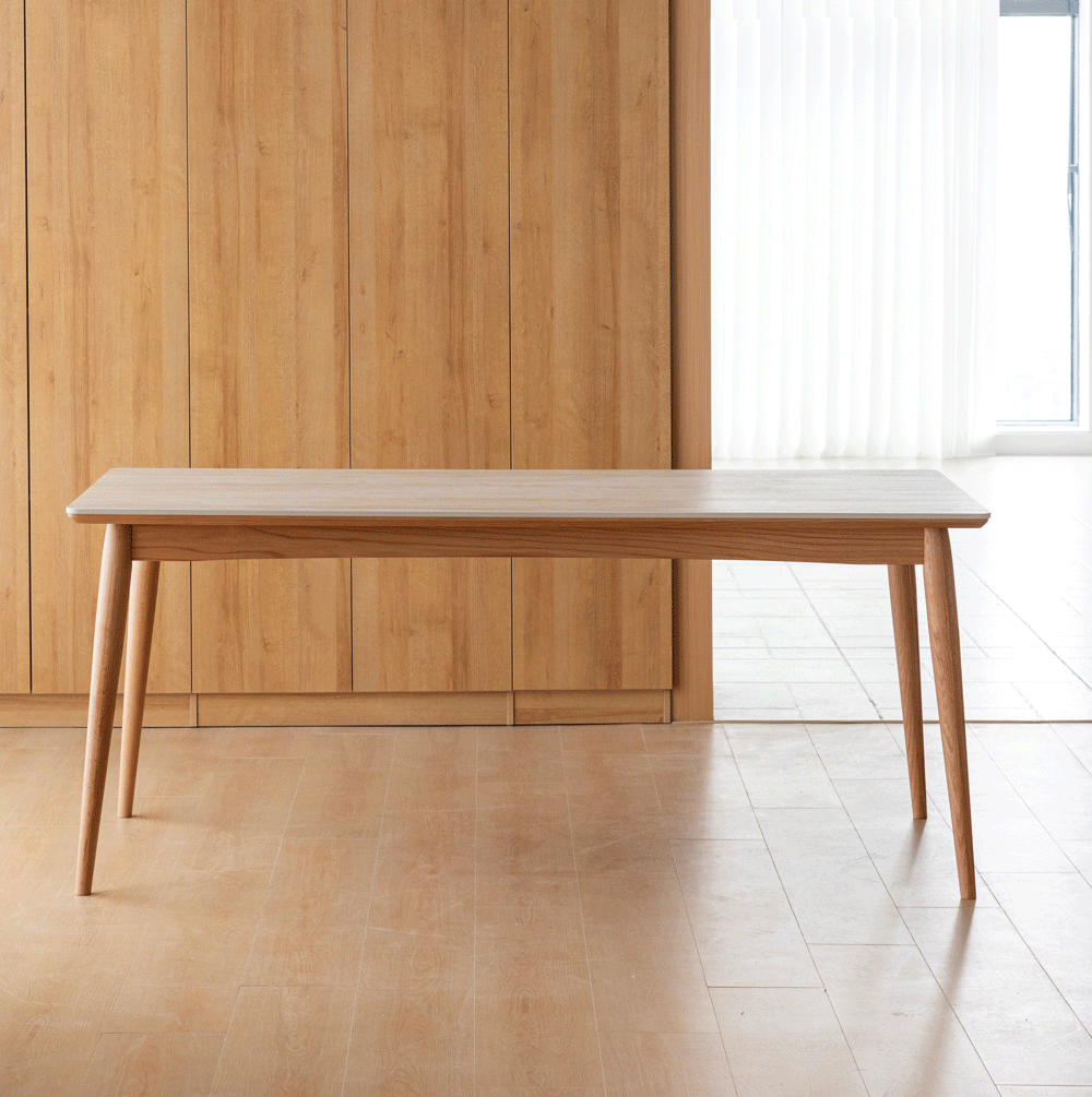 Scandinavian Oak Wood Sintered Stone Dining Table GREEN