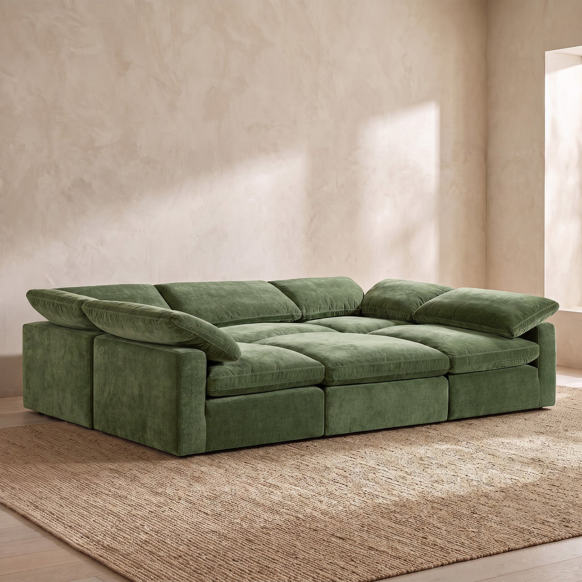 6-Seat Aspen Modular Pit-Sectional, Sagano Green