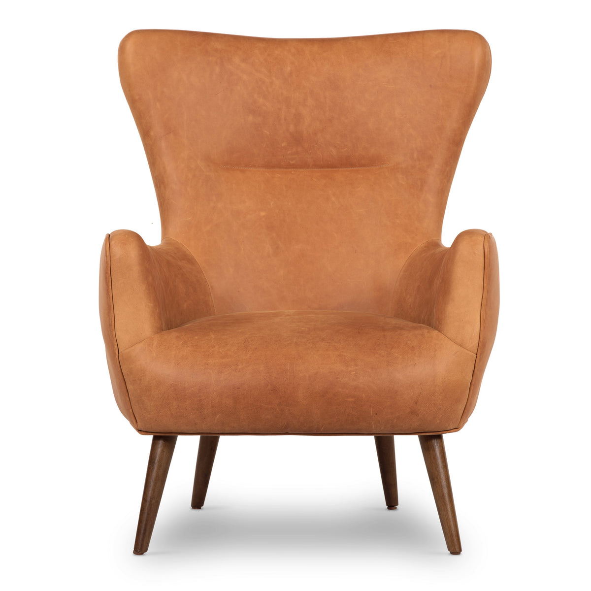 Aida Leather Lounge Chair, Cognac Tan, Set of 2