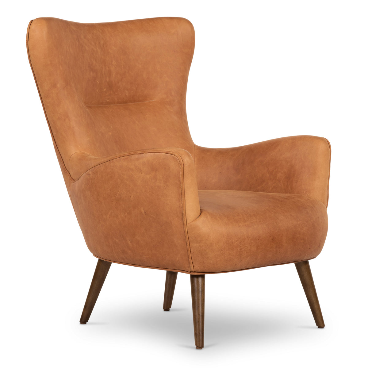 Aida Leather Lounge Chair, Cognac Tan, Single
