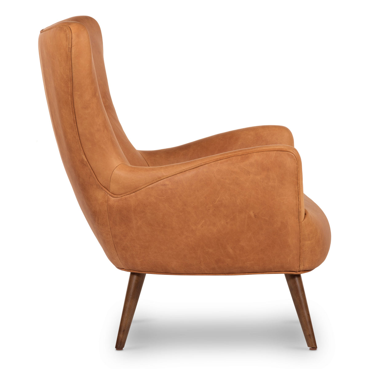 Aida Leather Lounge Chair, Cognac Tan, Set of 2