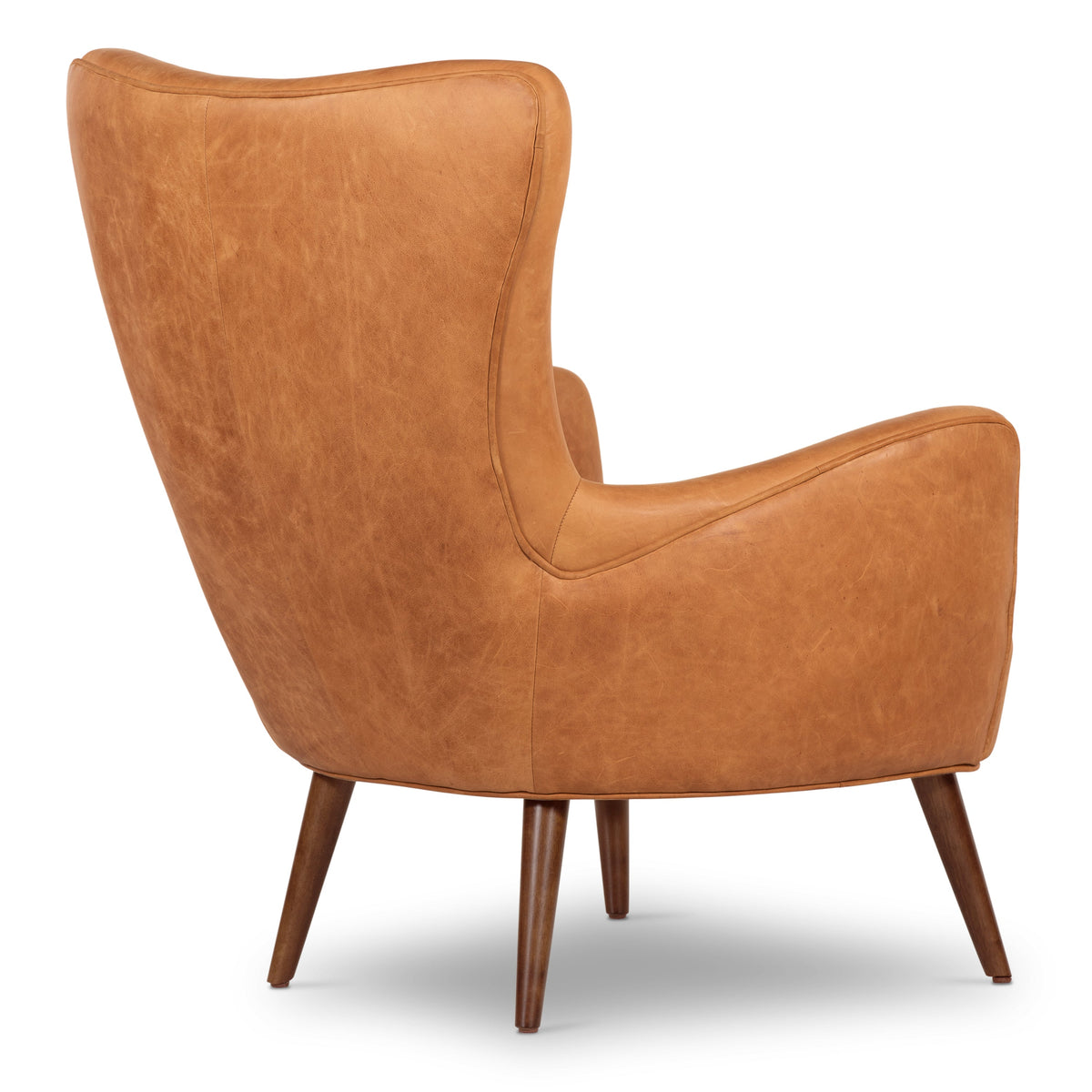Aida Leather Lounge Chair, Cognac Tan, Single