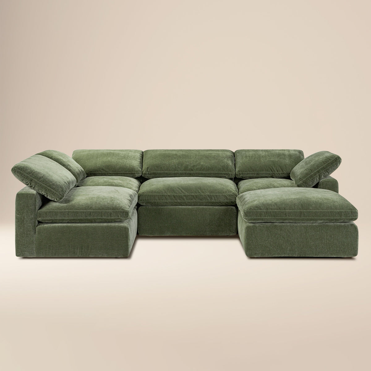 5-Seat Aspen Modular U-Sectional, Sagano Green
