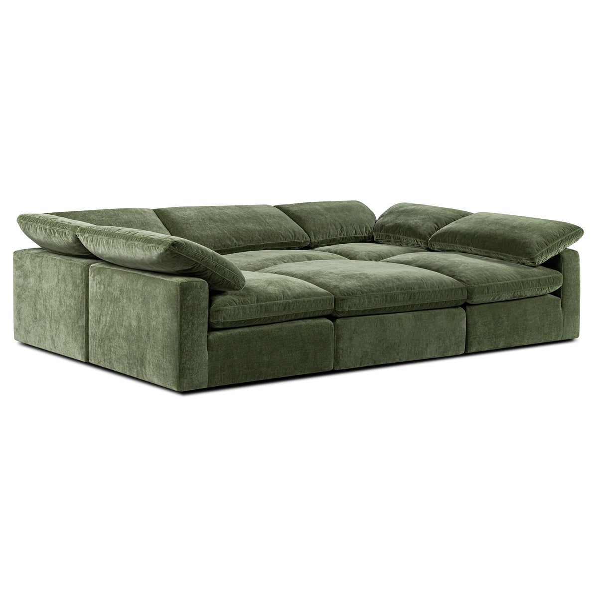 6-Seat Aspen Modular Pit-Sectional, Sagano Green