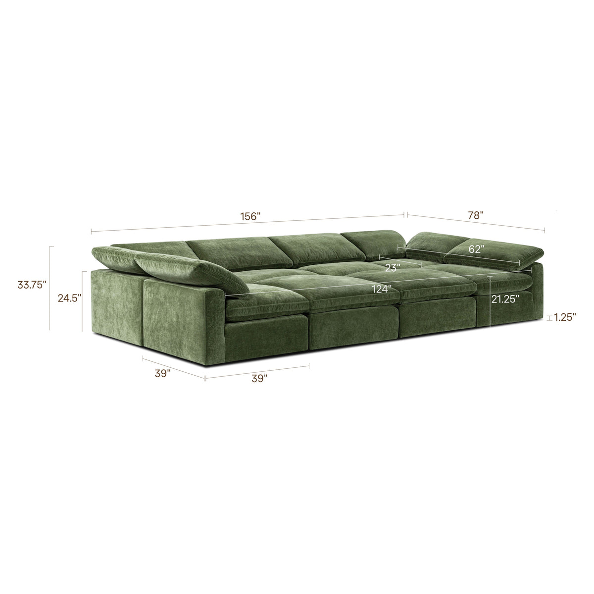 8-Seat Aspen Modular Master Pit-Sectional, Sagano Green