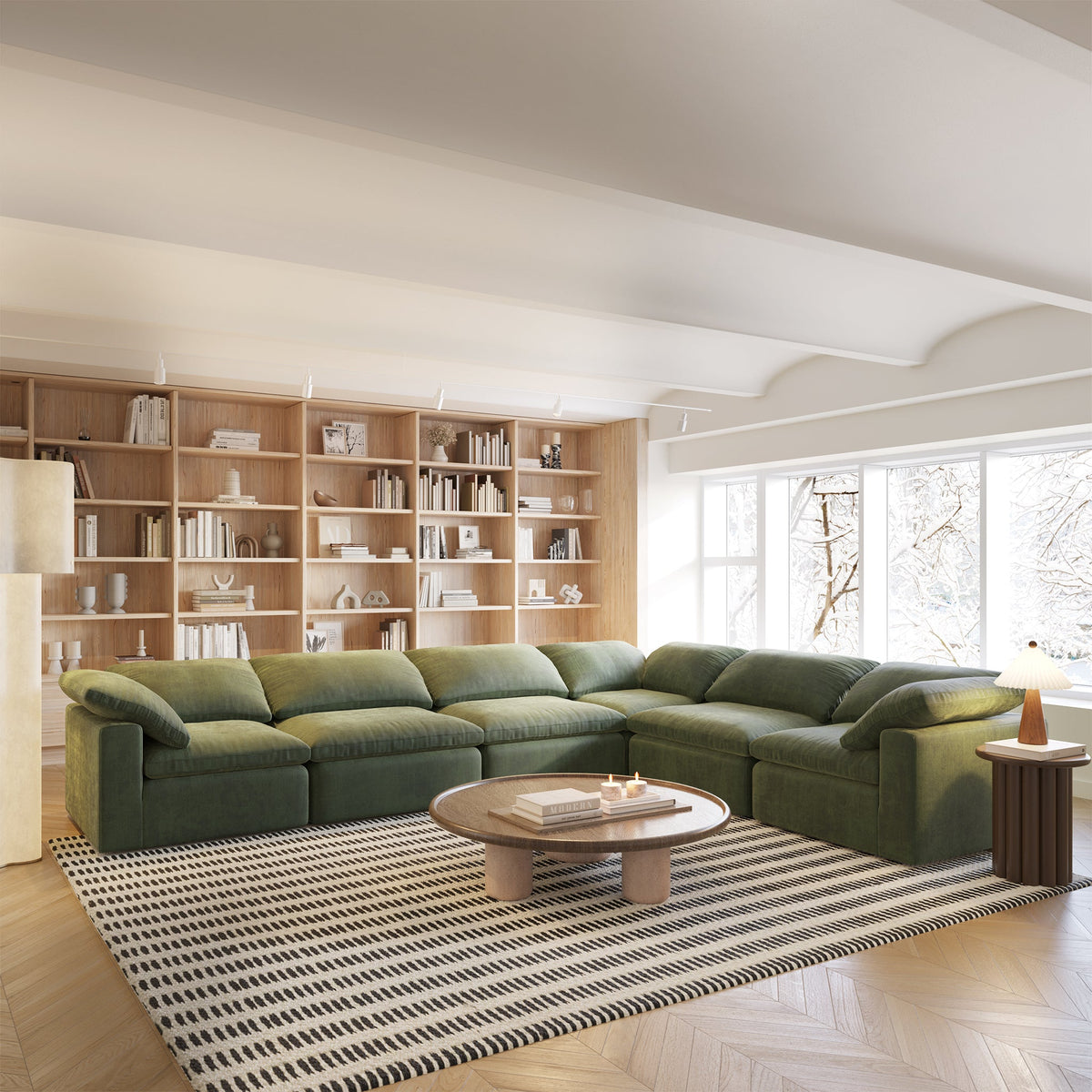 6-Seat Aspen Modular Corner-Sectional, Sagano Green