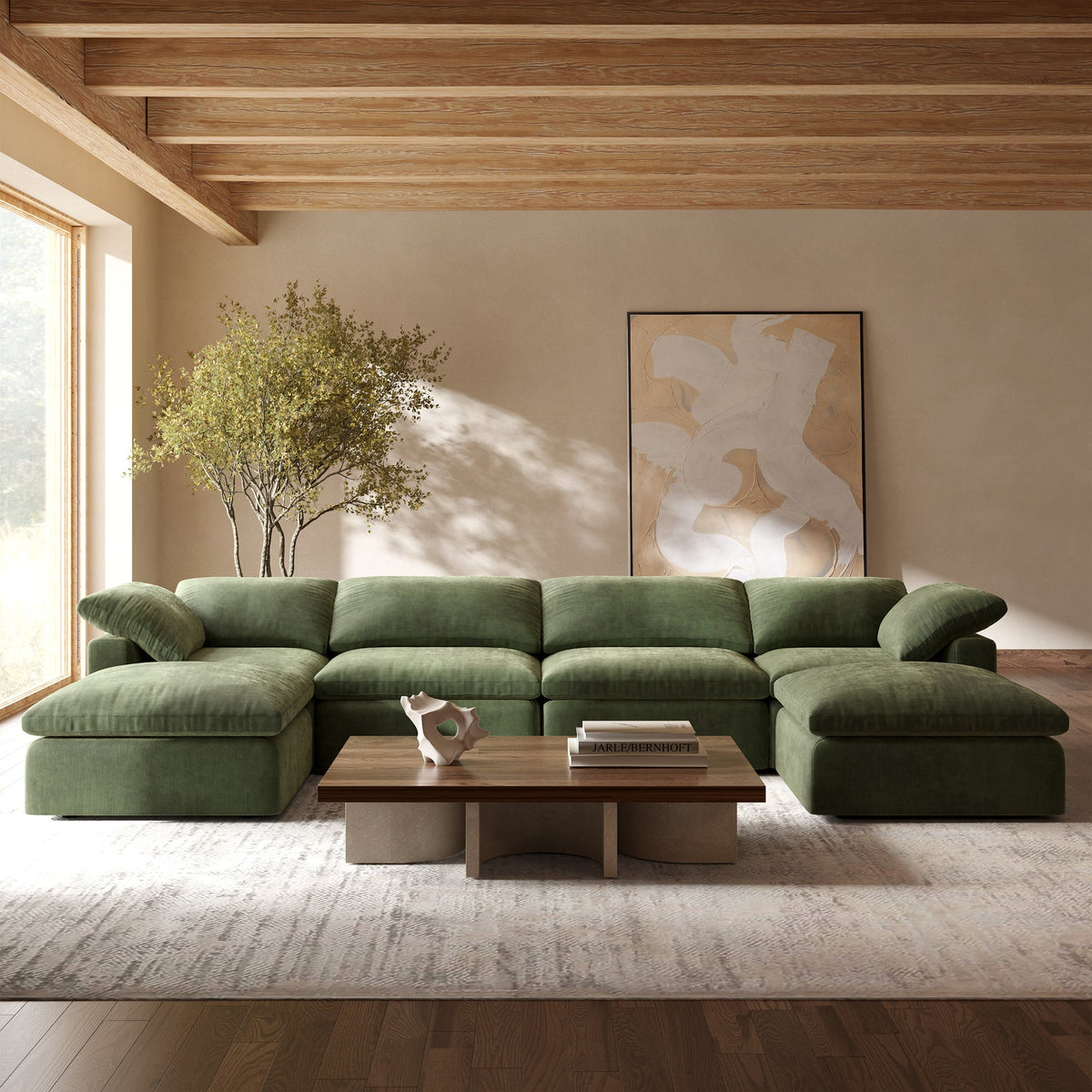 6-Seat Aspen Modular U-Sectional, Sagano Green