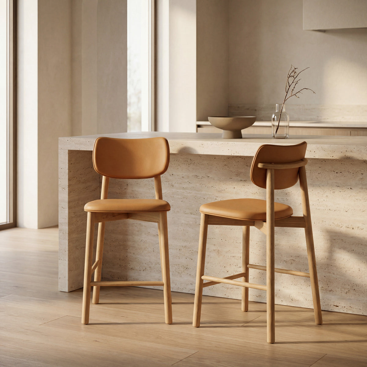 Maia Counter Stool - Saddle Leather & Oak