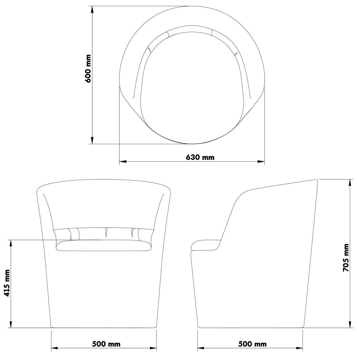 Minimalist Fabric Collar Armrest 1 Seater Sofa UP