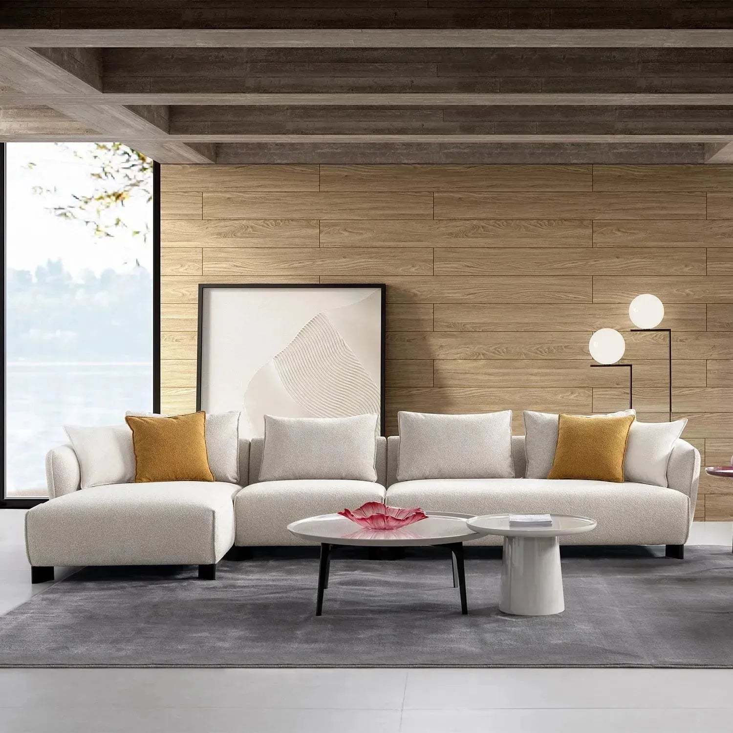 Modern Fabric L Shape Sectional Sofa NEST 4+L