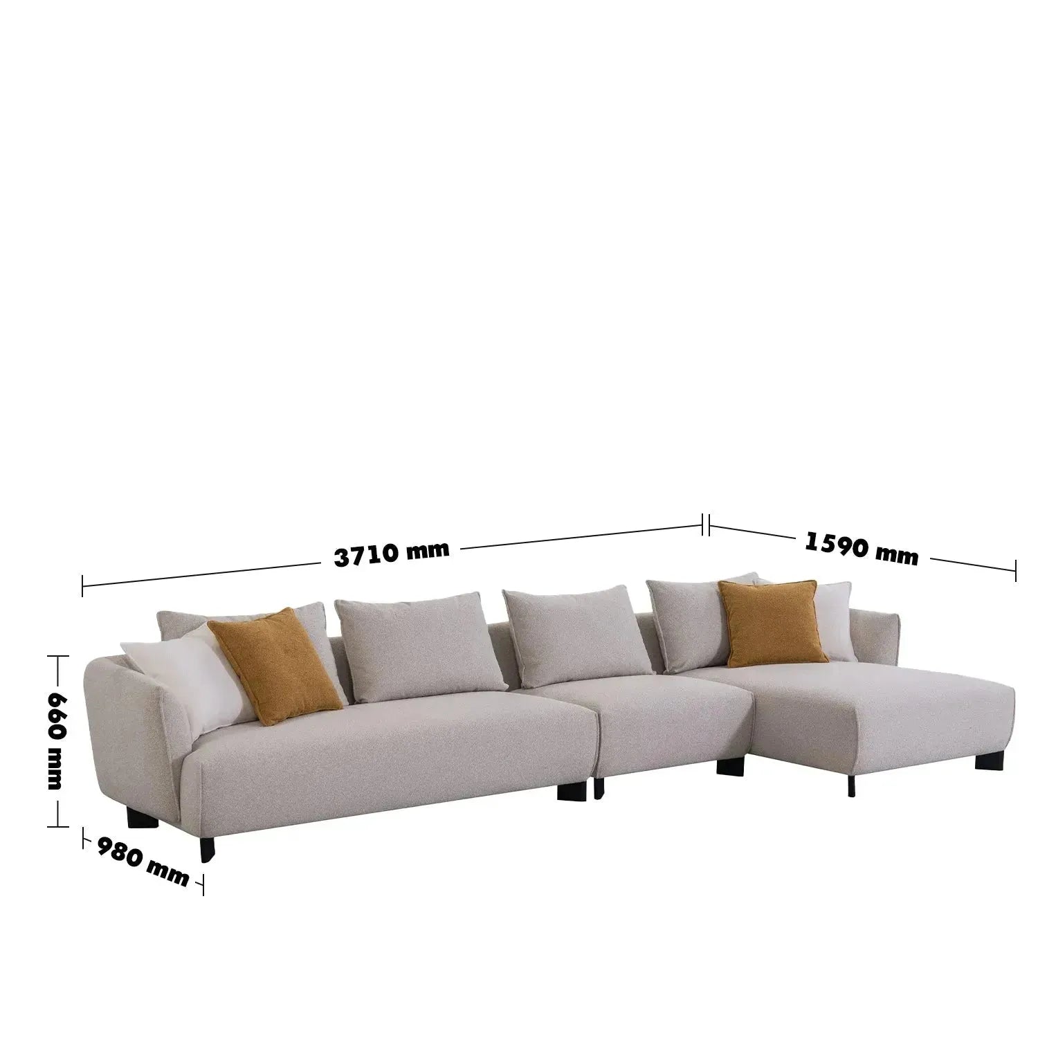 Modern Fabric L Shape Sectional Sofa NEST 4+L
