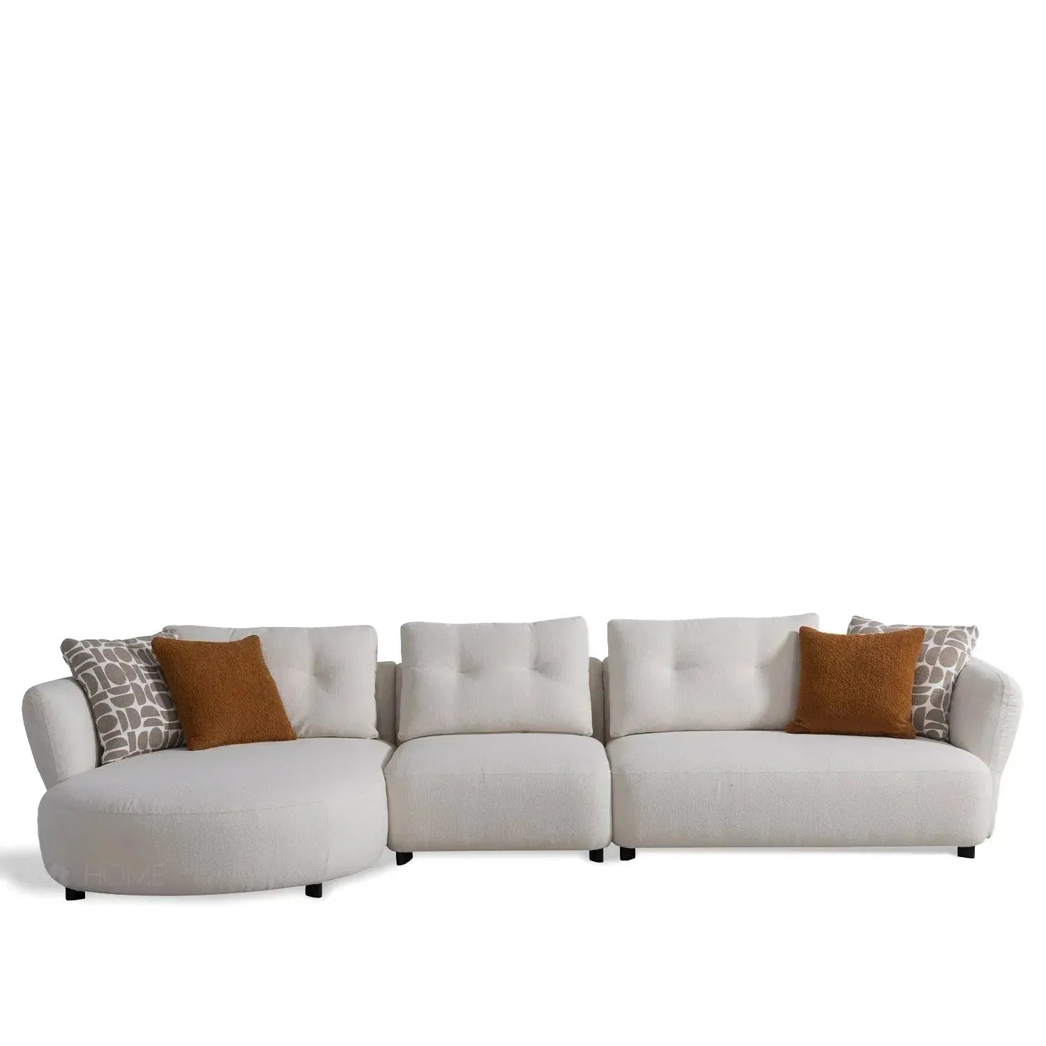 Cream Sherpa Fabric L Shape Sectional Sofa LUXE 3+L