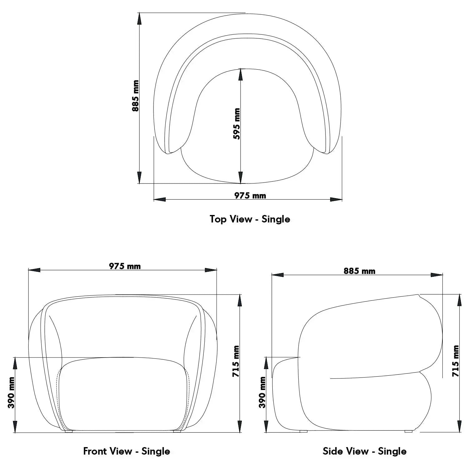 Minimalist Fabric 1 Seater Sofa POD