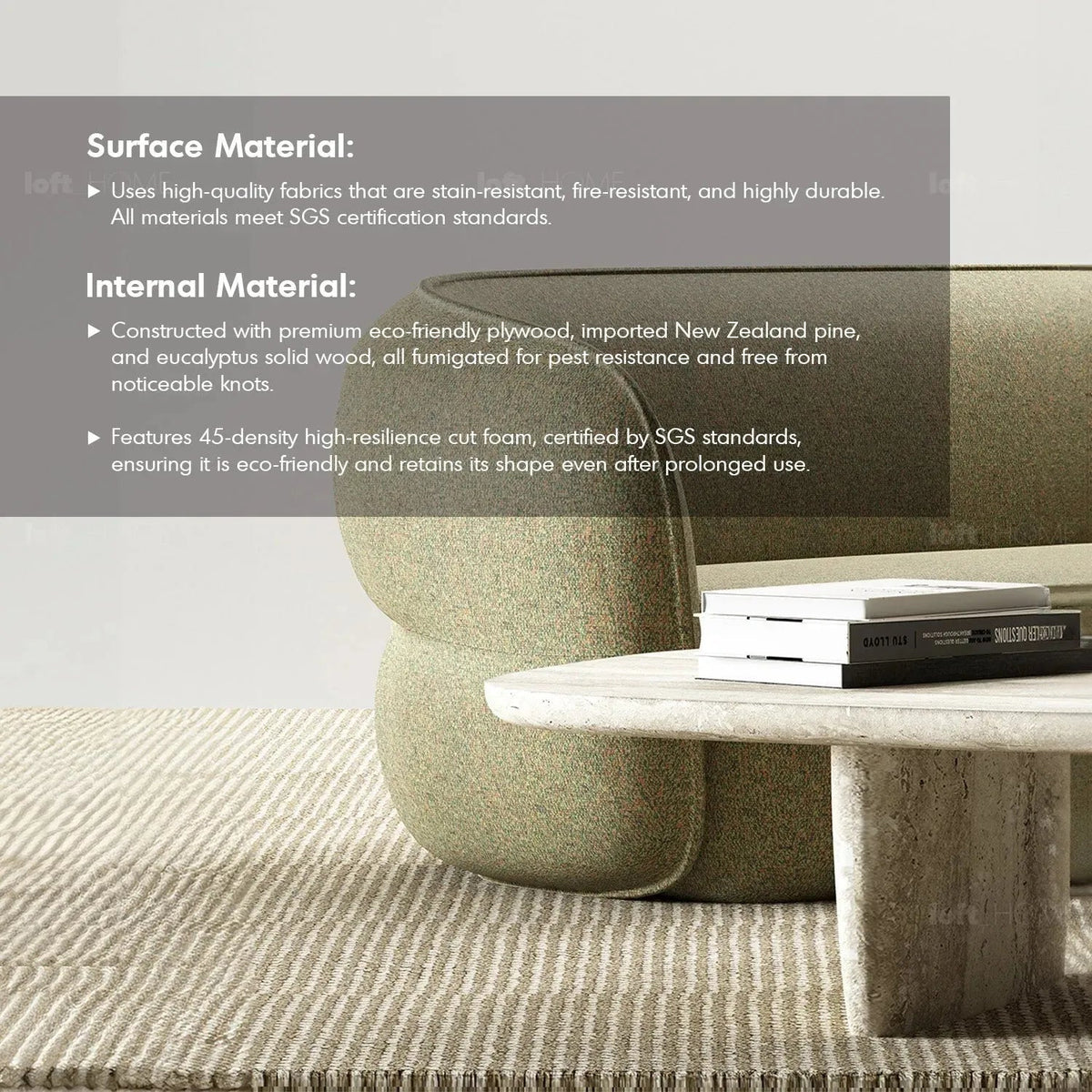 Minimalist Fabric Straight 3 Seater Sofa POD
