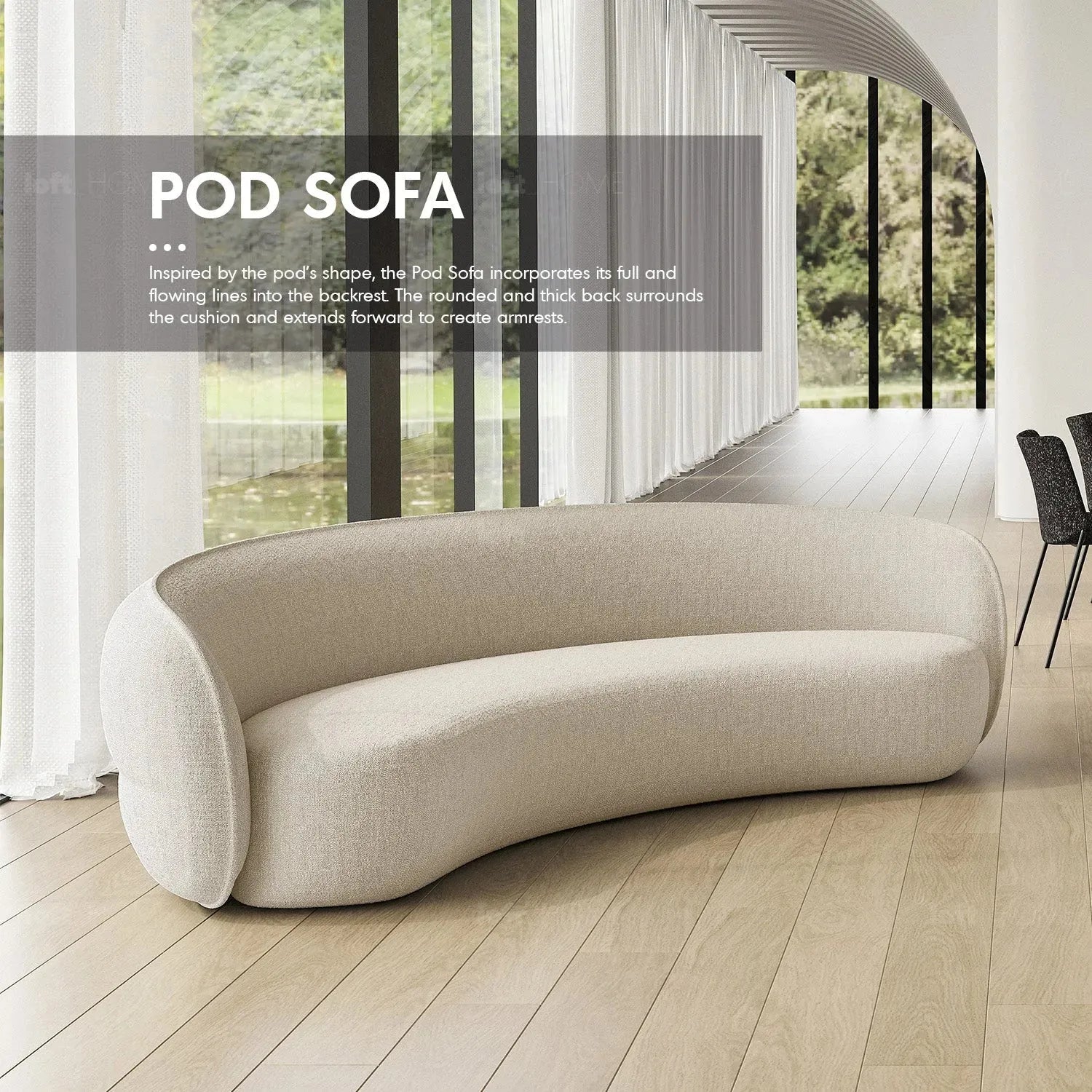 Minimalist Fabric Straight 3 Seater Sofa POD