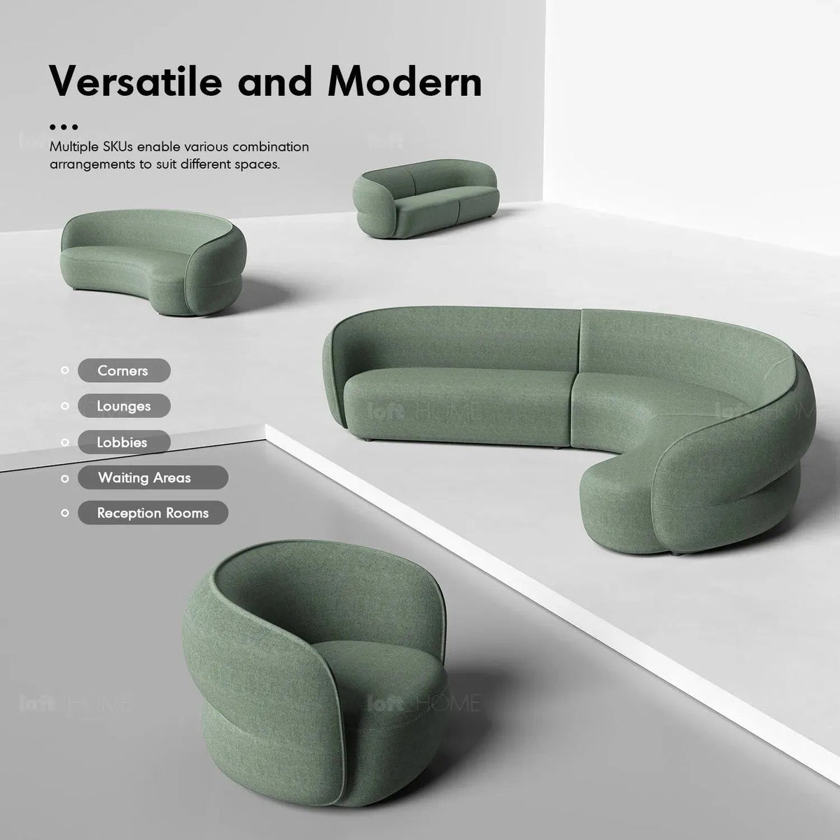 Minimalist Fabric Straight 3 Seater Sofa POD