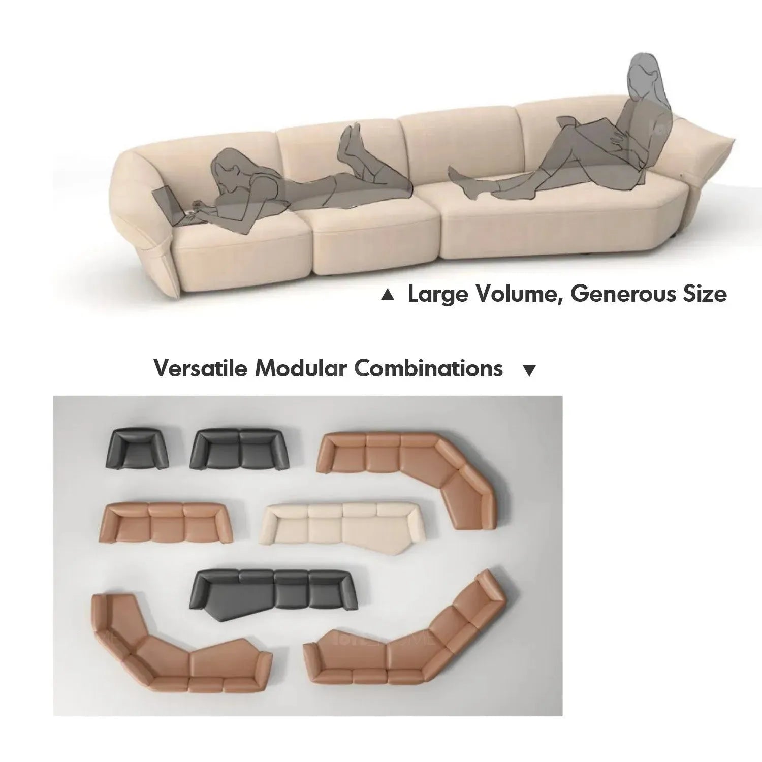 Modern Mixed Weave Fabric Modular Armless 1 Seater Sofa PETALS