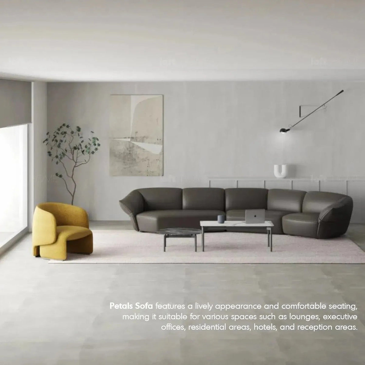 Modern Mixed Weave Fabric Modular Chaise Sofa PETALS
