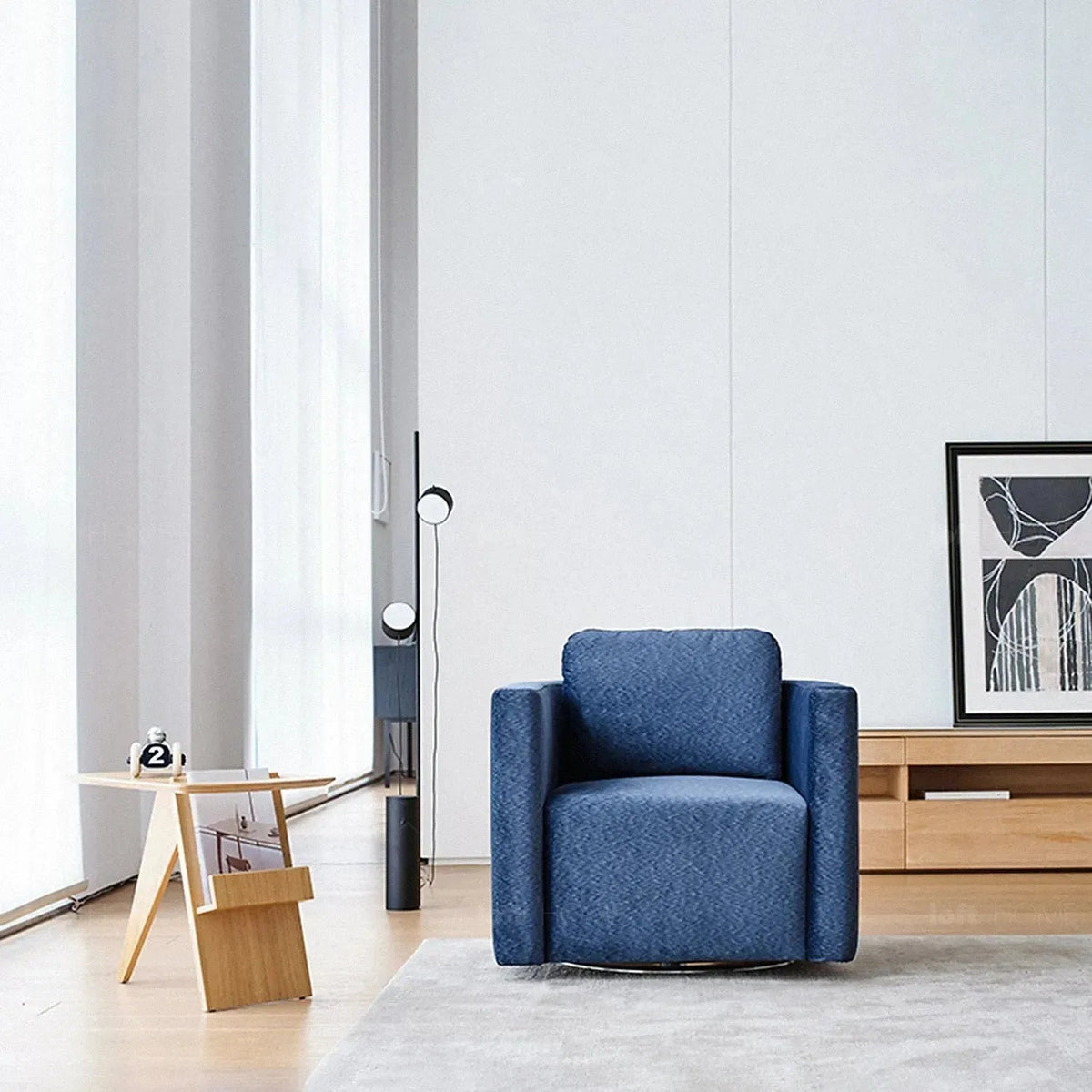 Minimalist Fabric 1 Seater Revolving Sofa VARIEGATED