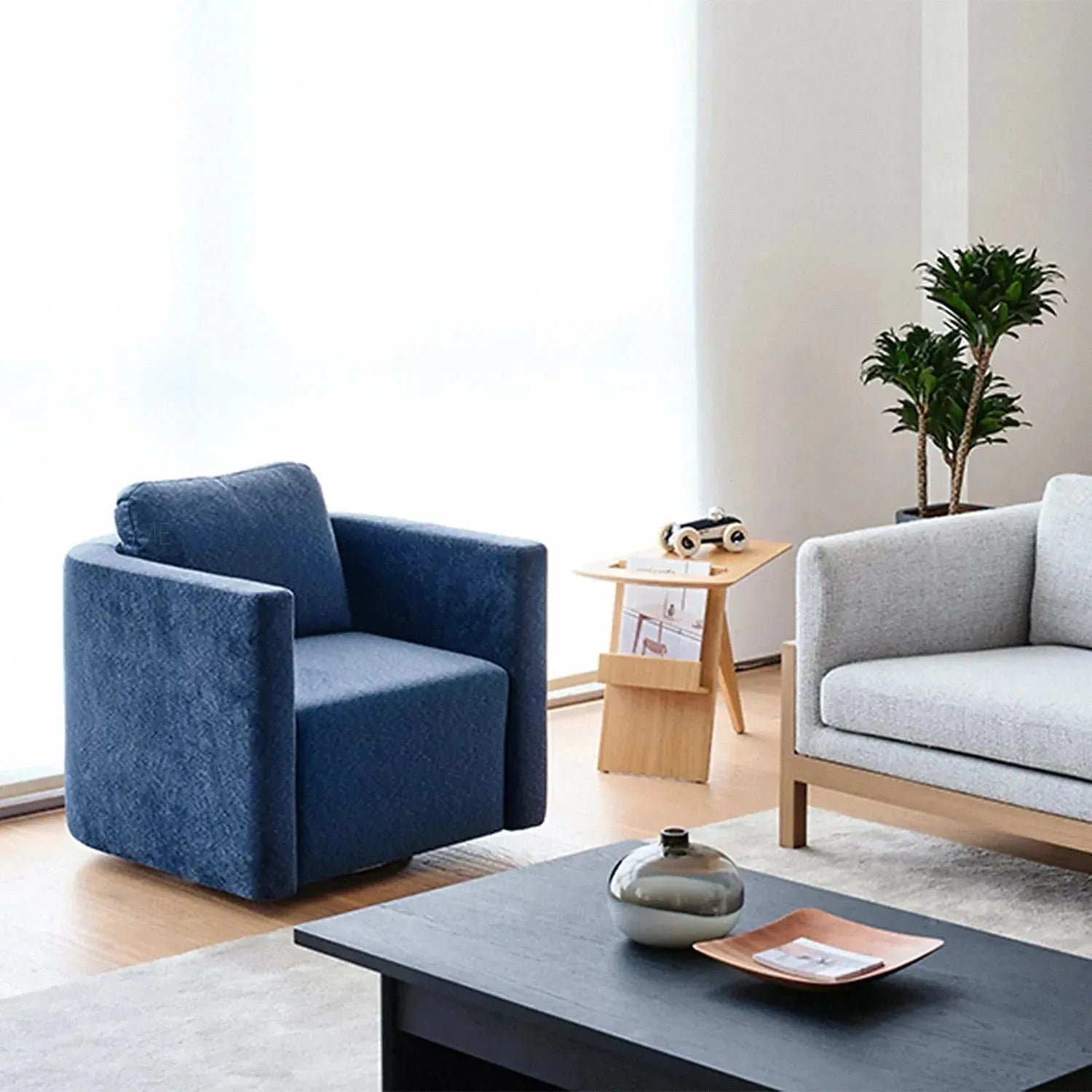 Minimalist Fabric 1 Seater Revolving Sofa VARIEGATED