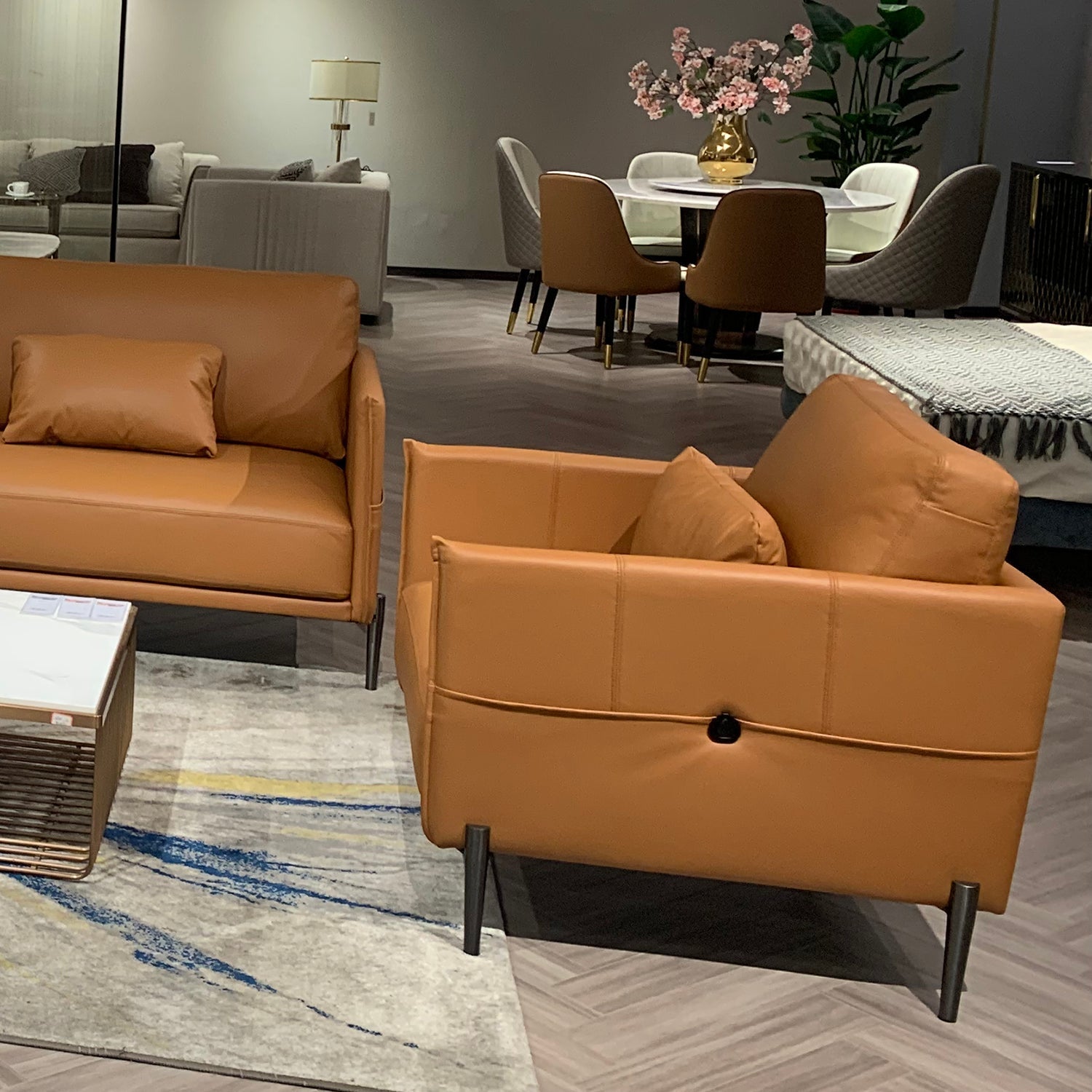 Modern Genuine Leather 1 Seater Sofa DANTE