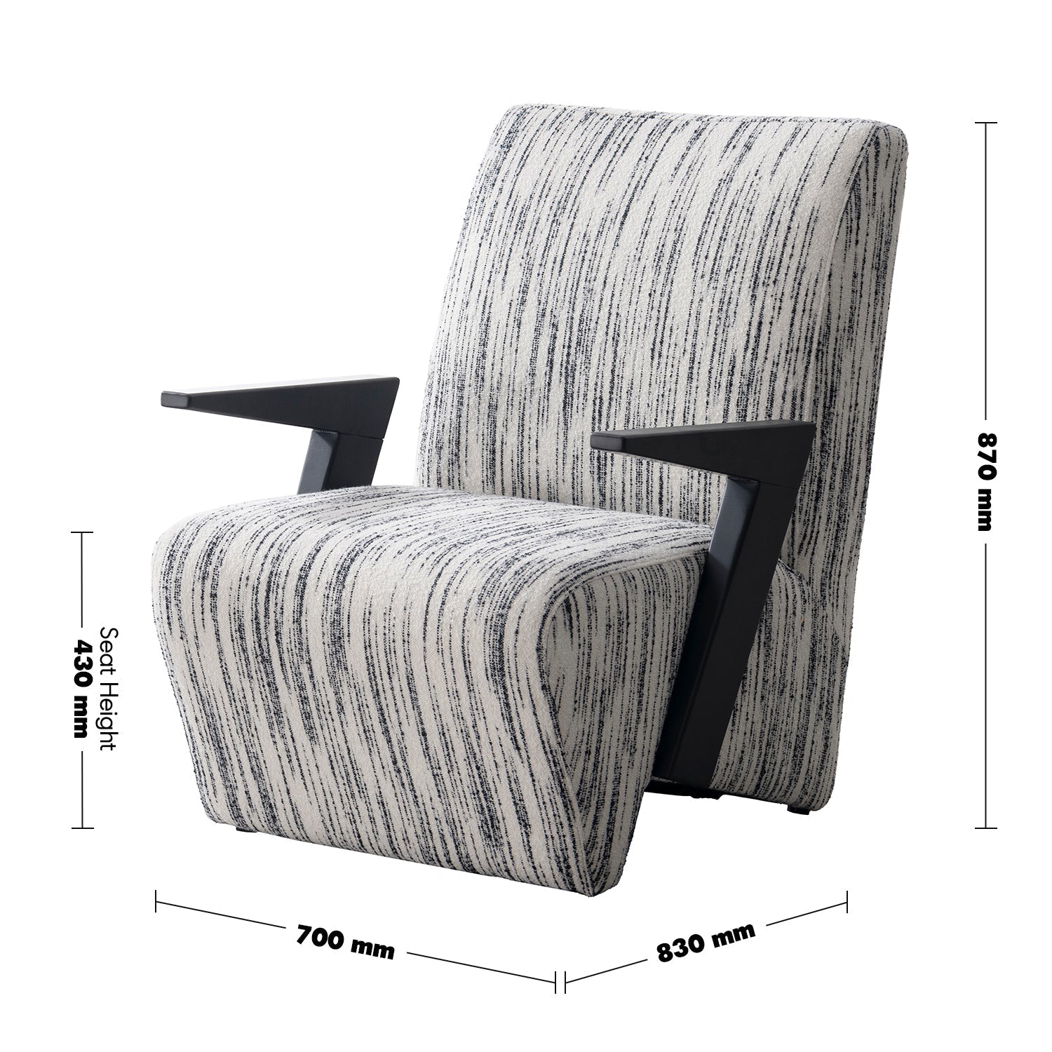 Modern Mixed Weave Fabric 1 Seater Sofa Chair SLANT