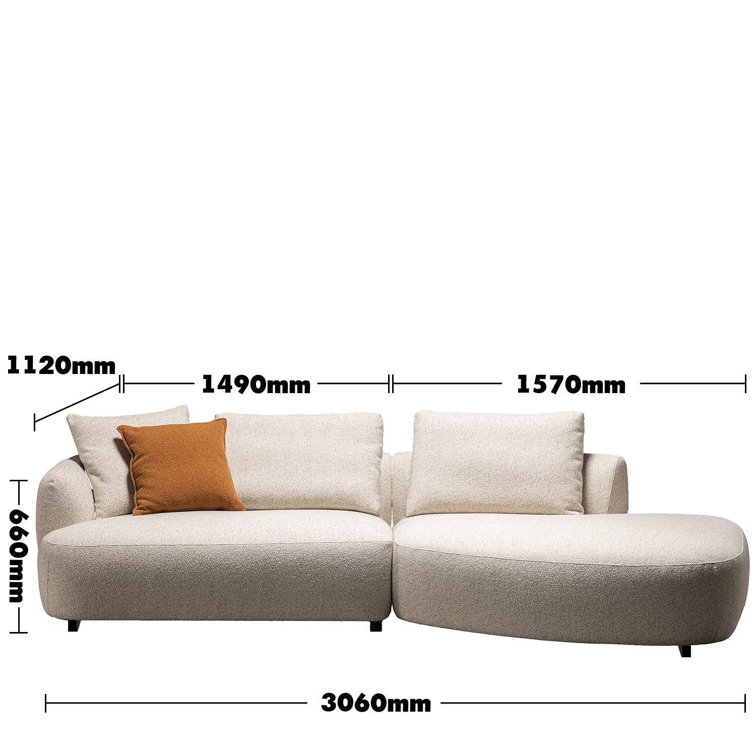 Cream Boucle Fabric Modular L Shape Sectional Sofa SERENE 2+L