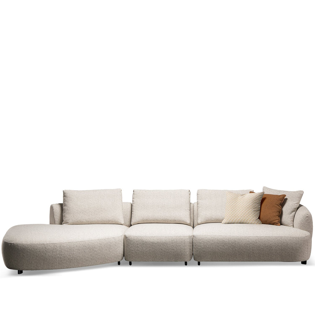 Cream Boucle Fabric Modular L Shape Sectional Sofa SERENE 3+L