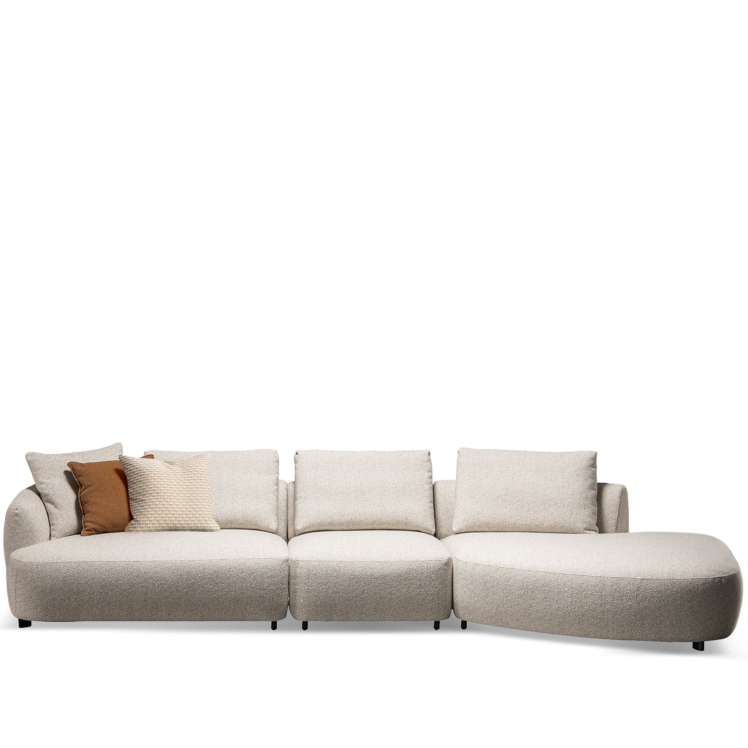 Cream Boucle Fabric Modular L Shape Sectional Sofa SERENE 3+L