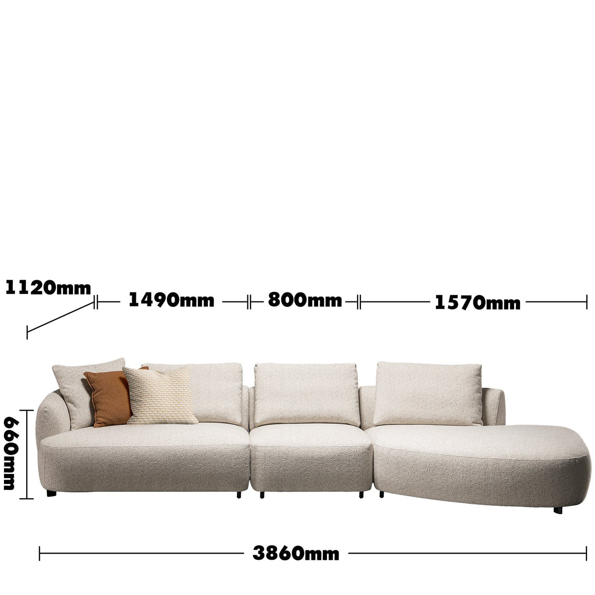 Cream Boucle Fabric Modular L Shape Sectional Sofa SERENE 3+L