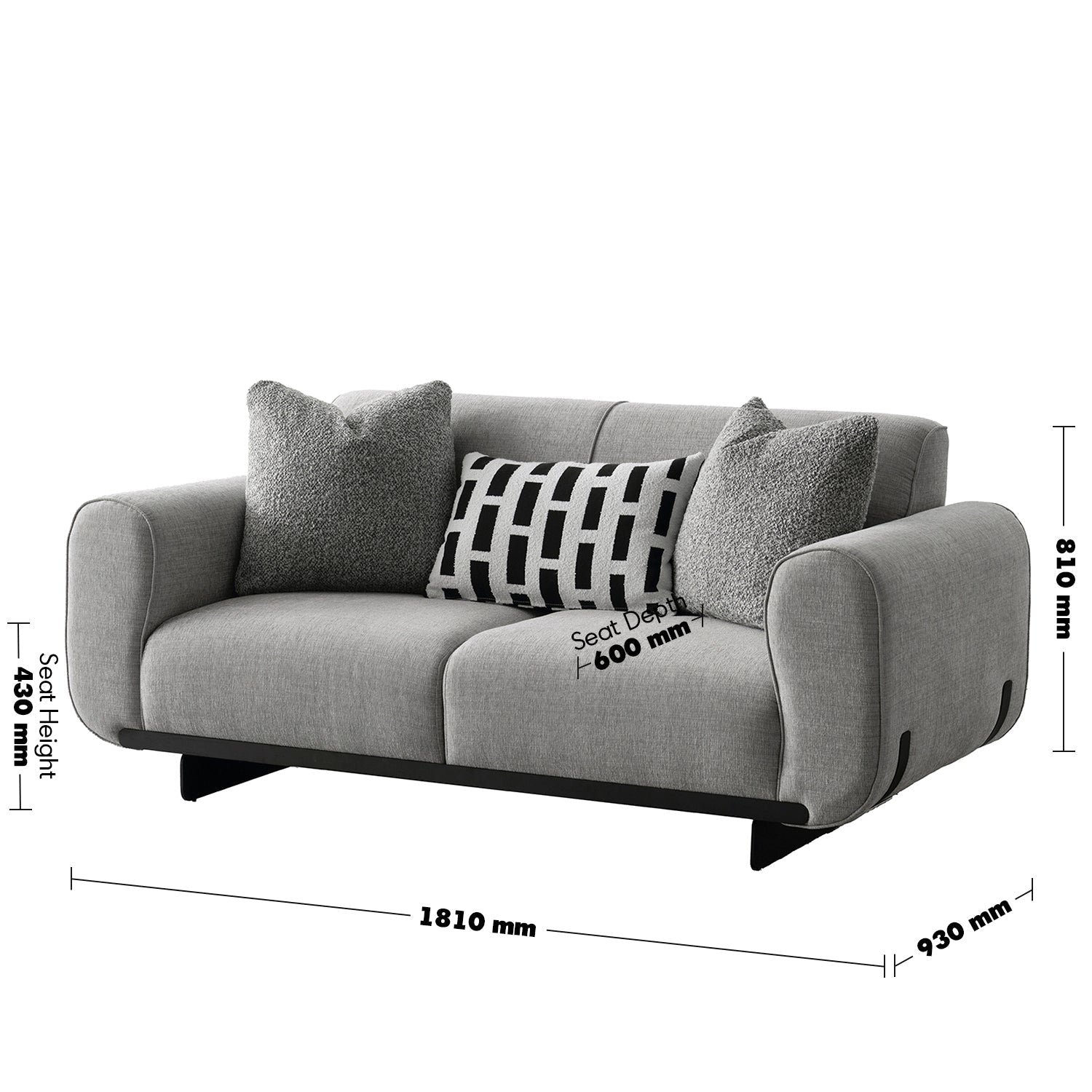 Modern Mixed Weave Fabric 2 Seater Sofa GRIDDY