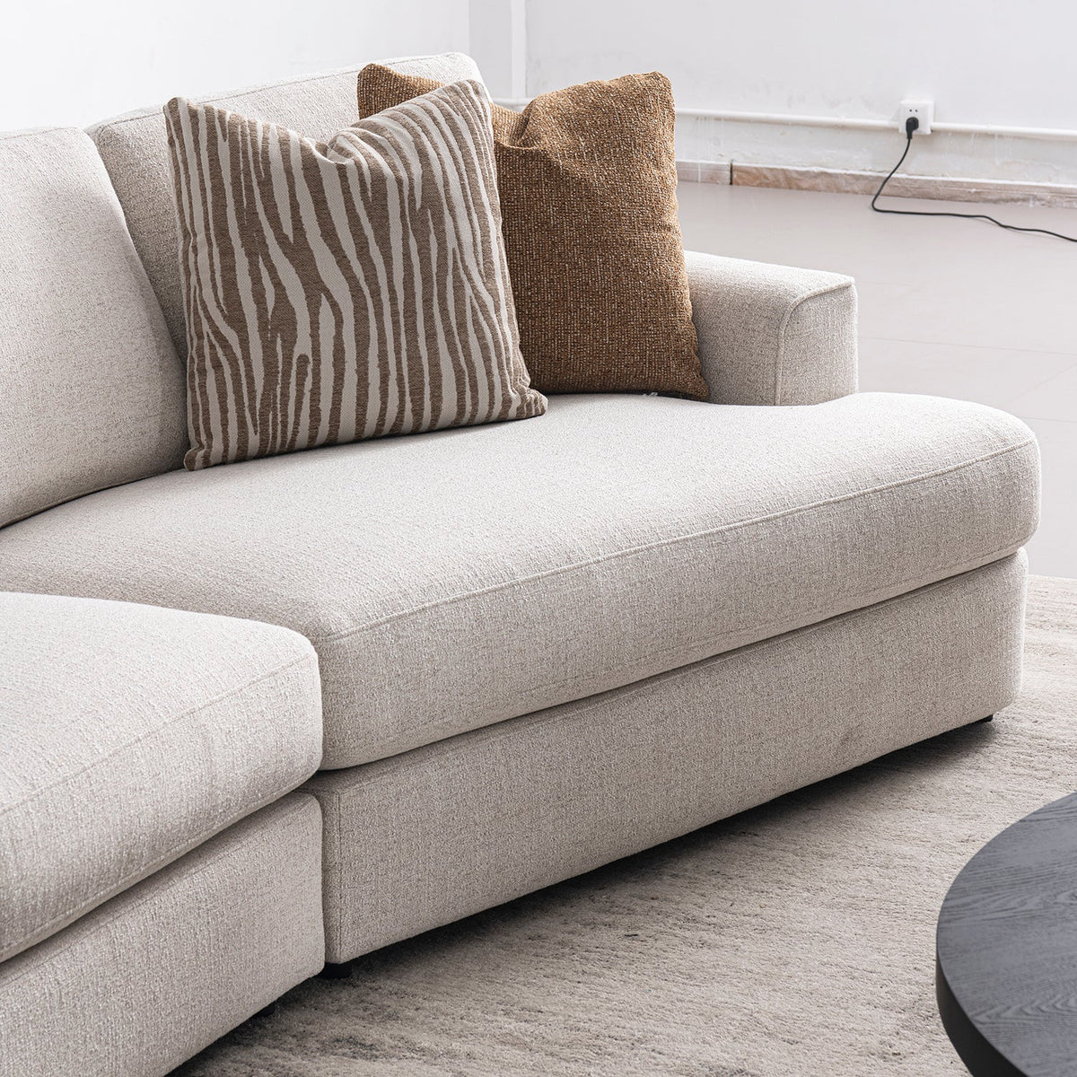 Modern Mixed Weave Fabric Chaise 2 Seater Sofa LUCENT