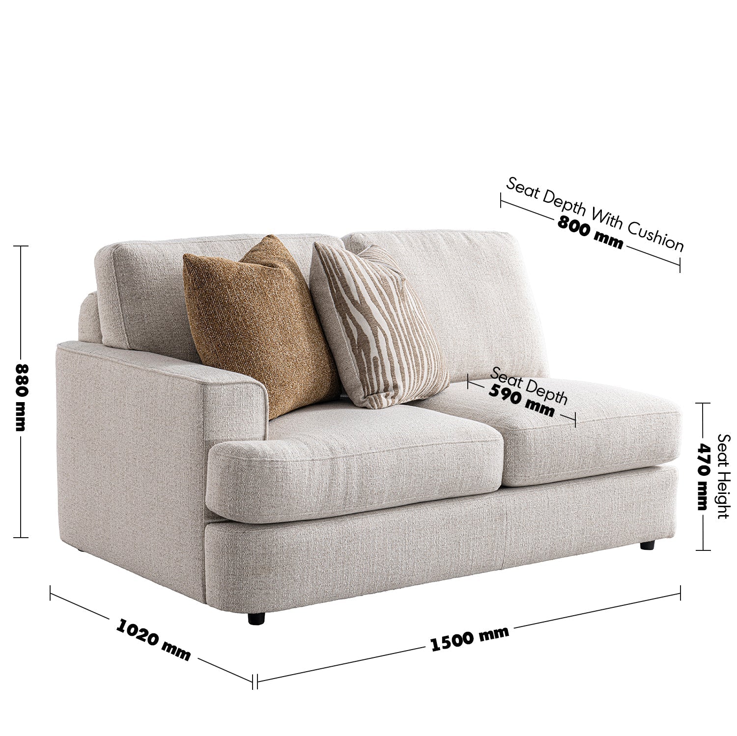 Modern Mixed Weave Fabric Corner 2 Seater Sofa LUCENT