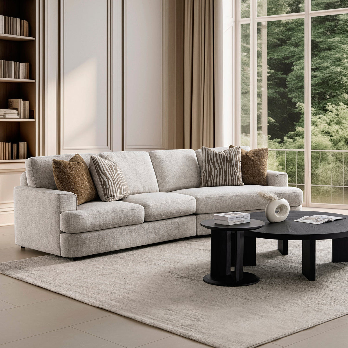 Modern Mixed Weave Fabric Modular L Shape Sectional Sofa 3+L LUCENT