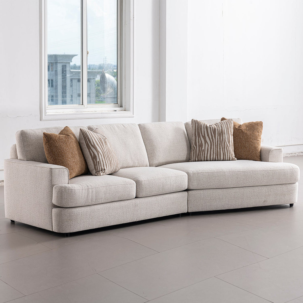 Modern Mixed Weave Fabric Modular L Shape Sectional Sofa 3+L LUCENT